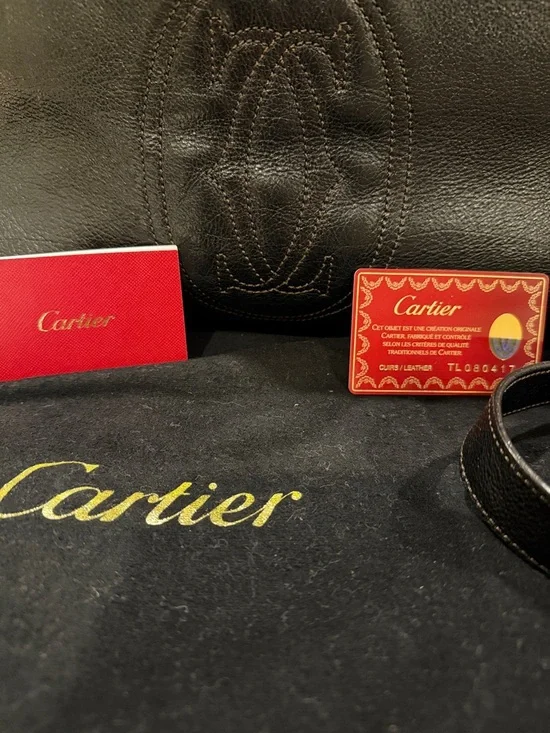 Cartier Marcello Dark Brown Leather Shoulder Bag with shoulder strap - Picture 3 of 15